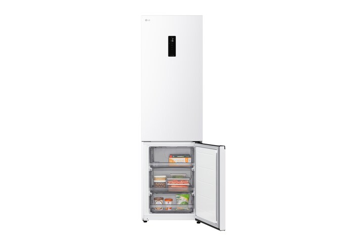LG bottom freezer (GC-B509EQLM) front side view showing exterior design