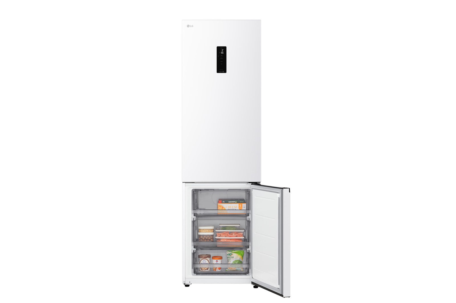 LG bottom freezer (GC-B509EQLM) front side view showing exterior design