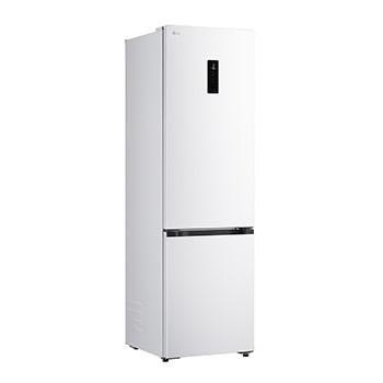 LG fridge freezer (GC-B509EQLM) built into dark brown cabinetry with window and sofa on left and sink on right