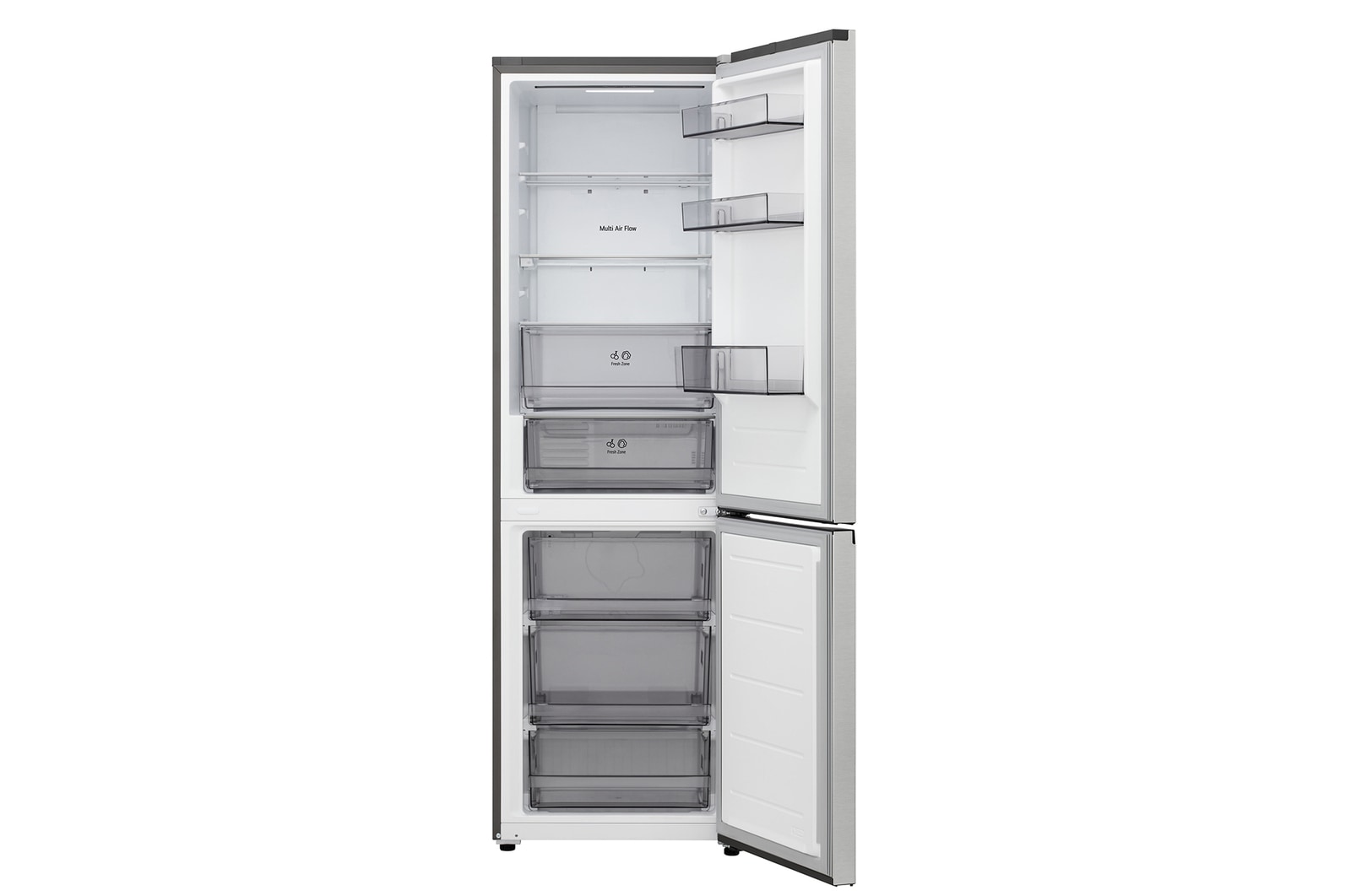 LG fridge freezer (GC-B459EMLM) top view with matte black fridge on left and cabinet wall on right
