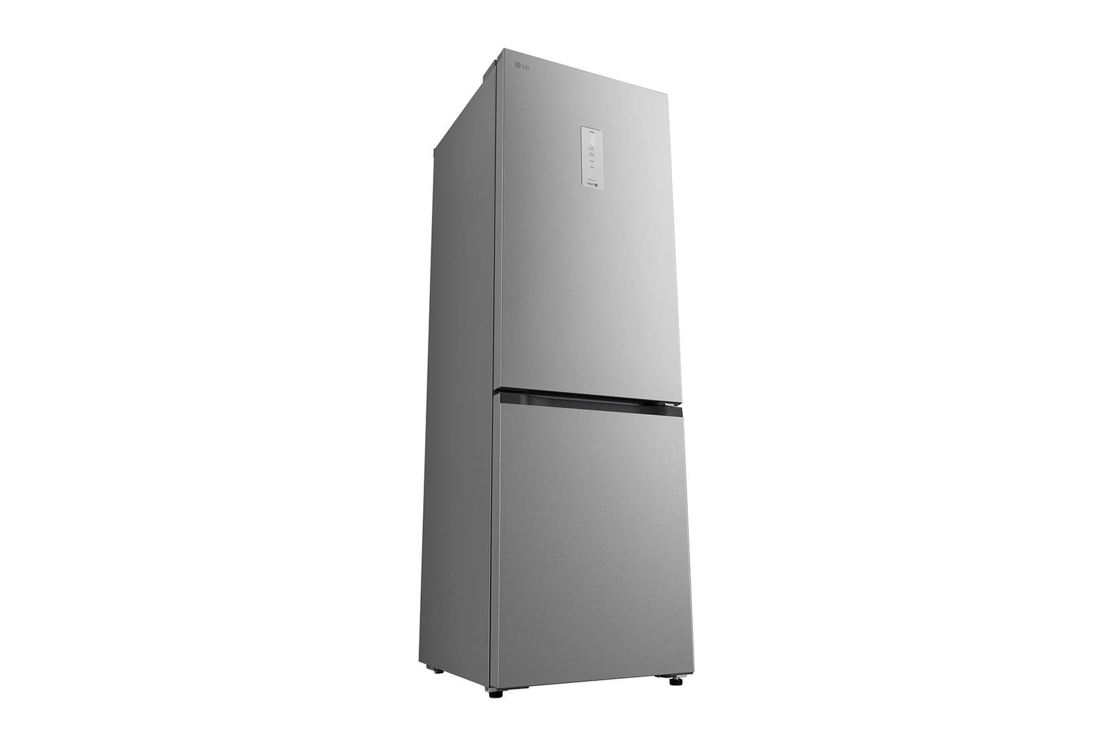 LG fridge freezer (GC-B459EMLM) built into dark brown cabinetry with window and sofa on left and sink on right