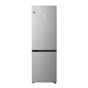 LG bottom freezer (GC-B459EMLM) full door open view showing fridge and freezer compartments