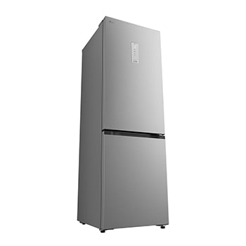 LG fridge freezer (GC-B459EMLM) built into dark brown cabinetry with window and sofa on left and sink on right