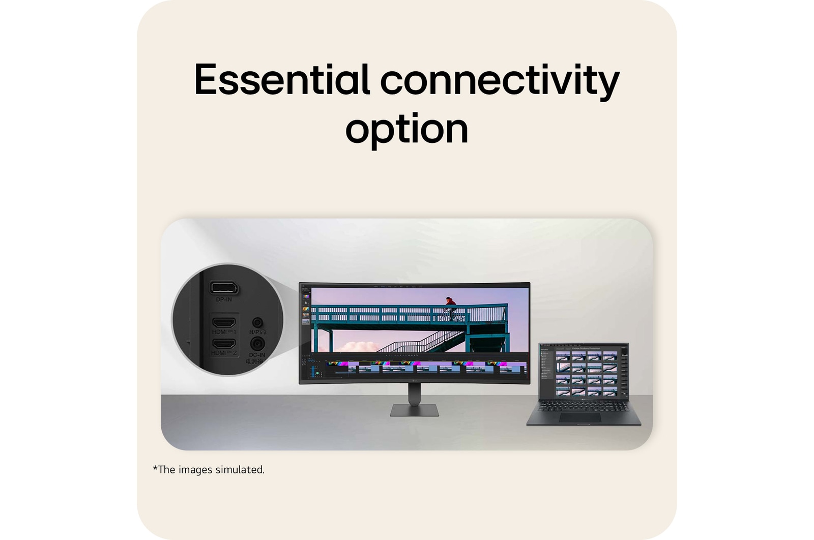 Вид сбоку на подставку монитора с наклоненным вперед монитором