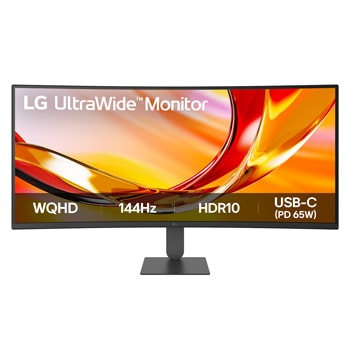 Front view of 34-дюймовый изогнутый (1800R) монитор LG UltraWide™ 34U640B WQHD 144Hz с USB-C, HDR 10 и sRGB 99% (станд.) 34U640B-B