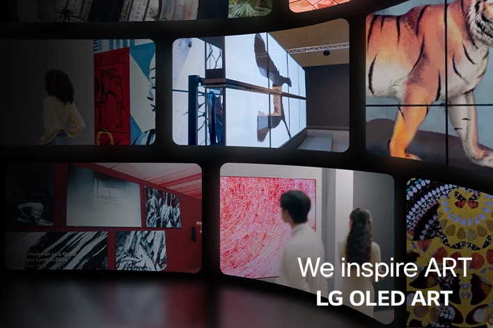 Телевизоры LG TV, отображающие различные произведения искусства.
