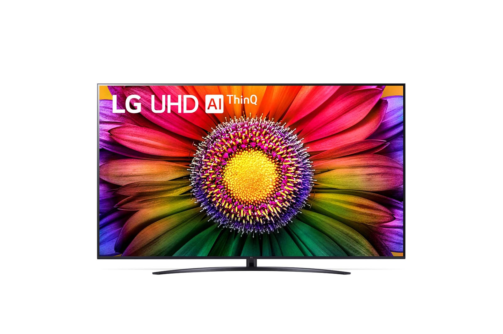 Вид 86-дюймовый UHD смарт-телевизор LG UR81 2023 года 86UR81006LA спереди