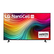 Front view of 55 дюймдік Smart TV LG NanoCell AI NANO80 4K 2024 теледидары 55NANO80T6A