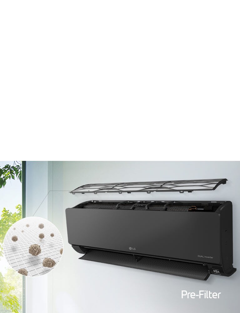 LG Artcool Mirror AC09BK УК-нанофильтрі бар кондиционер, ірі шаң бөлшектерін өткізбейді