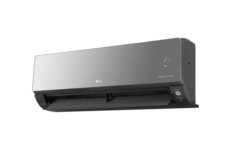 LG ARTCOOL Mirror кондиционері, Dual Inverter, 36 м² дейін, UVnano™, R32, ThinQ ақылды үй, AC12BK