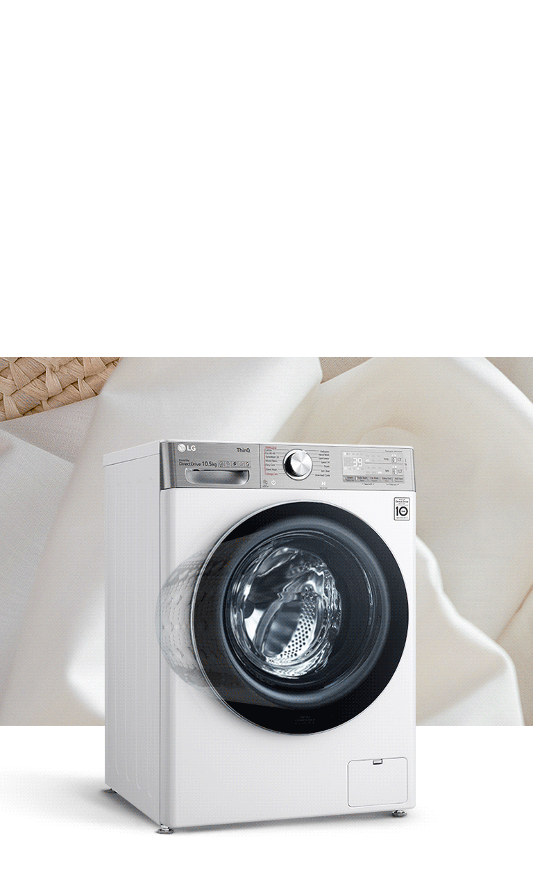 LG TW4V9RD9E кір жуғыш-кептіргіш машинасы, 10.5/7 кг, ақ түсті, алдыңғы жүктеу, әдемі дизайн