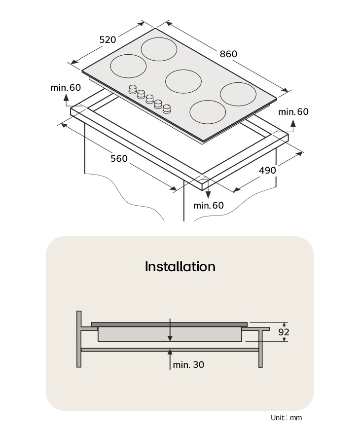90cm Built-In Gas Cooktop
