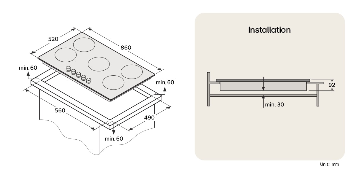 90cm Built-In Gas Cooktop