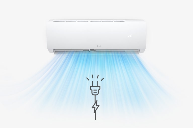 Interface climatiseur LG montrant symbole redémarrage automatique avec voyant led et écran de contrôle digital