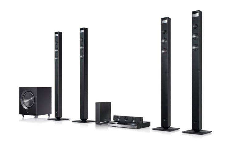 Vue de face du Home-cinéma Blu-ray 3D, 1125W, enceintes étagères, technologie &#34;LG Cinema 3D Sound&#34;, Smart TV BH9520TW
