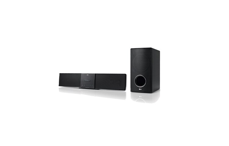 Vue de face du DVD Soundbar avec une puissance de 300W (2.1Ch), Wall-mount, Caisson de basses sans fil, 1080P Full HD up-scaling, USB Direct Recording HLT35W