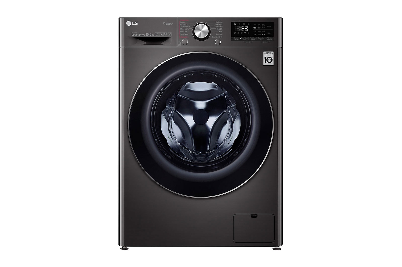Vue de face du Lave-linge 10.5 KG - 68L | 6 Motion Direct Drive™ | Moteur Direct Drive™ garanti 10 ans | TurboWash™ 360 | AI DD | Steam &#43;| 48/71dB | A&#43;&#43;&#43;(-50%) F4V9RWP2E