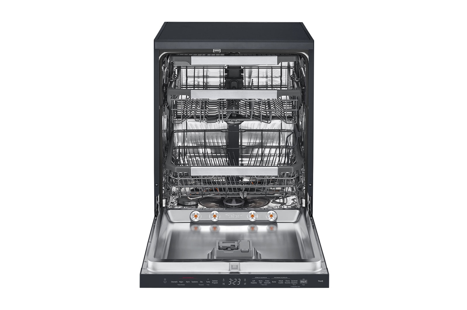 Front view with open door