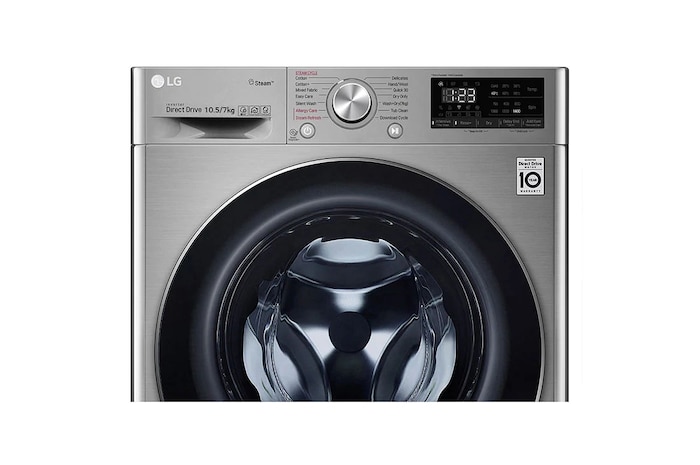 LG Lave-linge et Sèche-linge | 10,5 / 7 Kg| Capacité plus grande | AI DD | Steam | ThinQ, F4V5RGP2T