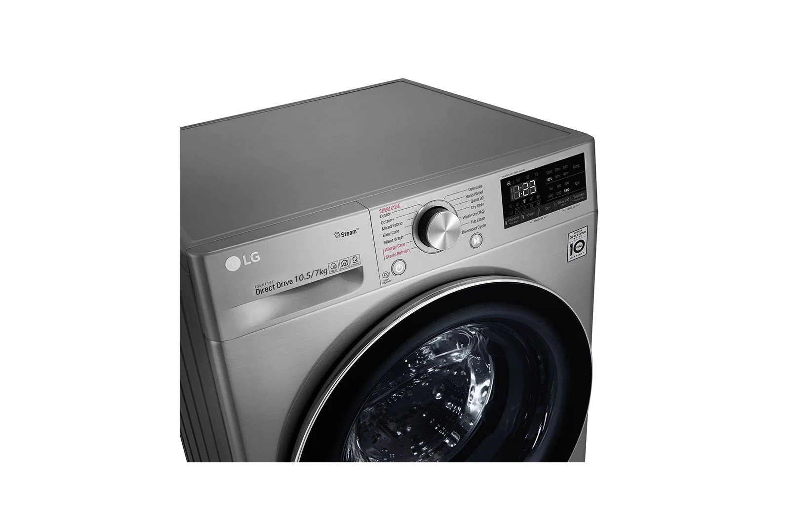 LG Lave-linge et Sèche-linge | 10,5 / 7 Kg| Capacité plus grande | AI DD | Steam | ThinQ, F4V5RGP2T