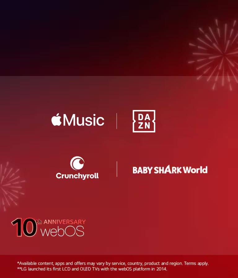 Image de la célébration des 10 ans de webOS pendant la LG Streaming Week, avec des partenaires de contenu mondiaux
