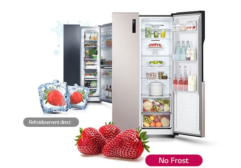 Exprimant la fonction d'un réfrigérateur sans givre avec des fraises.