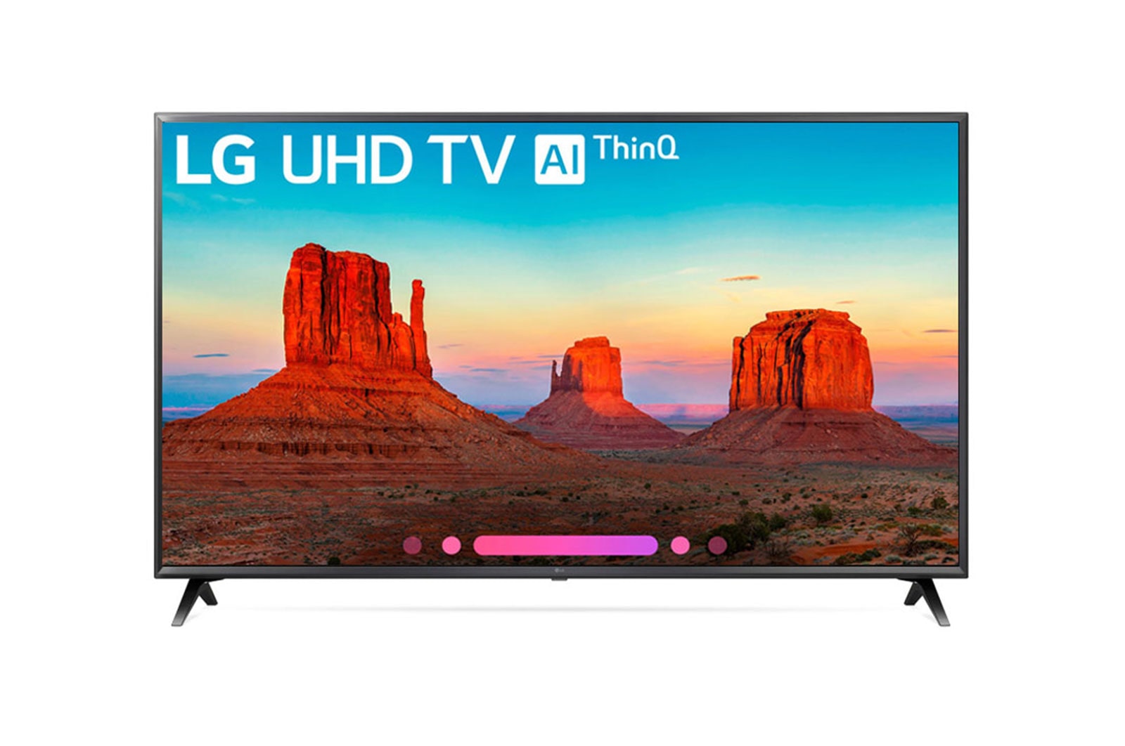 Vue de face du LG TV UHD 43 pouce UK6300 Séries TV LED Smart IPS 4K Ecran 4K HDR avec ThinQ AI 43UK6300PLB