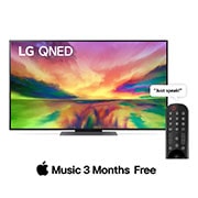 Vue avant du téléviseur QNED de LG avec image de remplissage et logo du produit