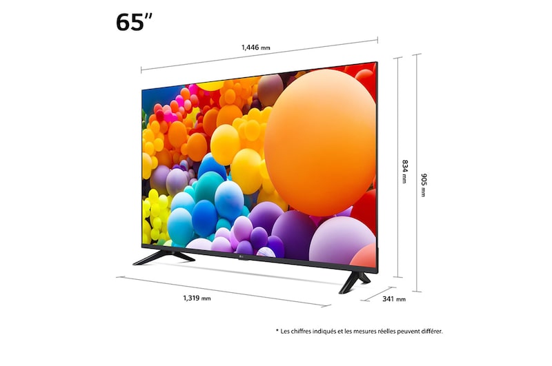 LG Smart TV  LG UHD UT73 4K, 65 pouces, Télécommande Magique IA HDR10 webOS24 2024, 65UT73006LA
