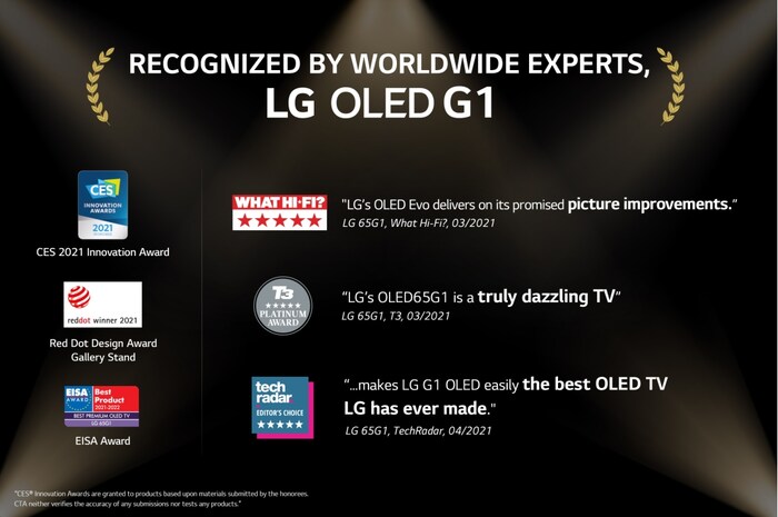 LG OLED G1 evo Smart TV Entrée de résolution 4K de 65 pouces I Magic Remote, HDR, WebOS  , OLED65G1PVA