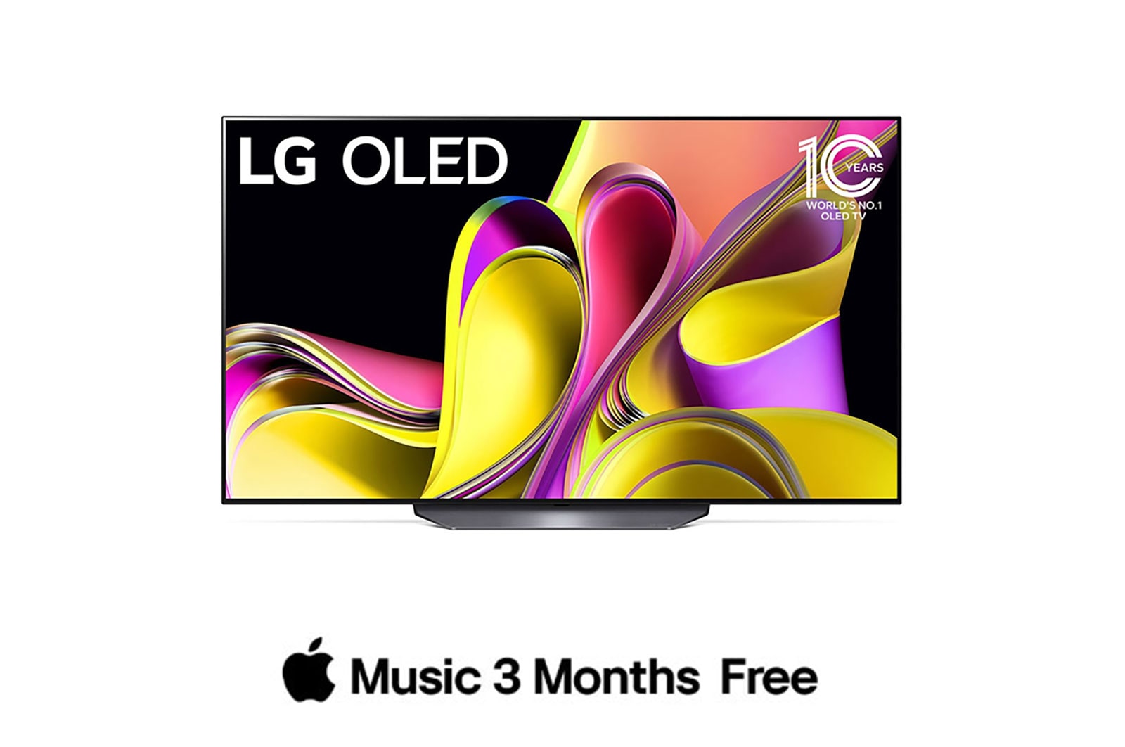Vue avant du LG OLED et emblème 10 Years World No.1 OLED