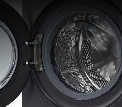 On voit l’intérieur du compartiment de la machine à laver