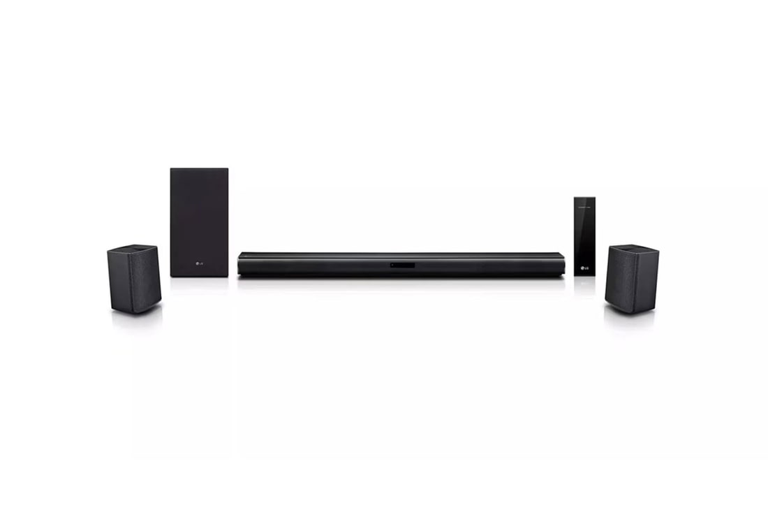 Vue avant de la LG Soundbar S40T et du caisson de basse
