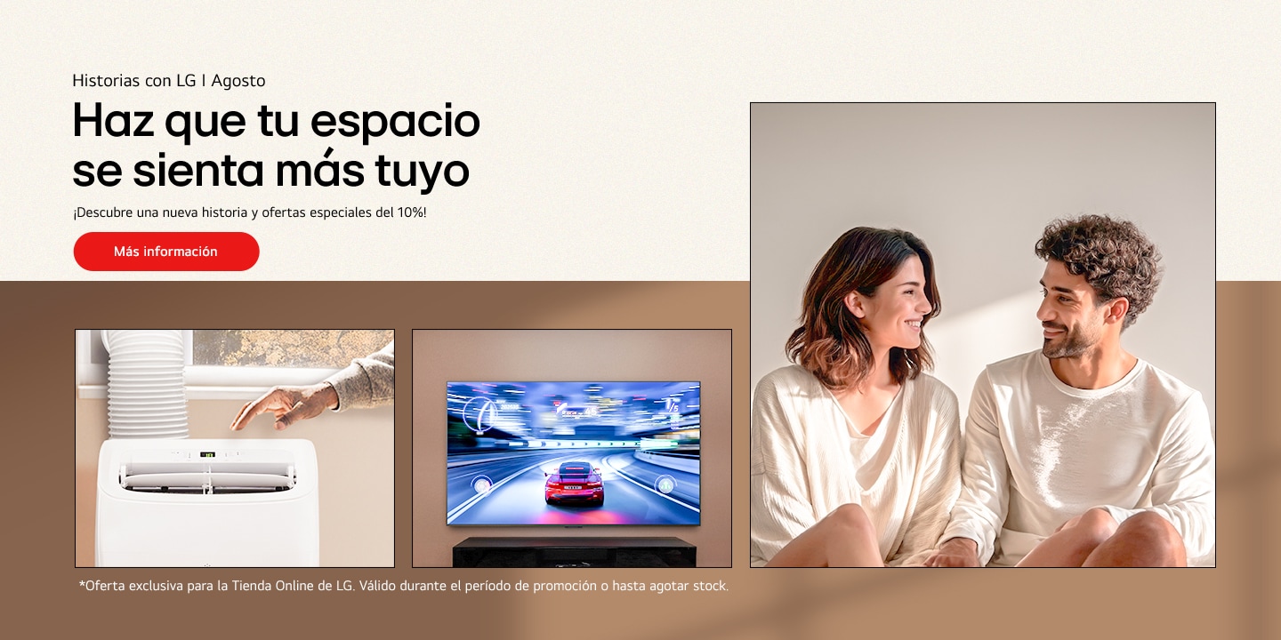 Imagen con una persona y electrodomésticos LG.