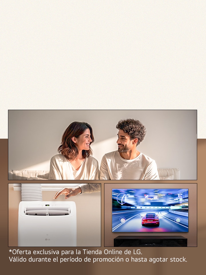 Imagen con una persona y electrodomésticos LG.