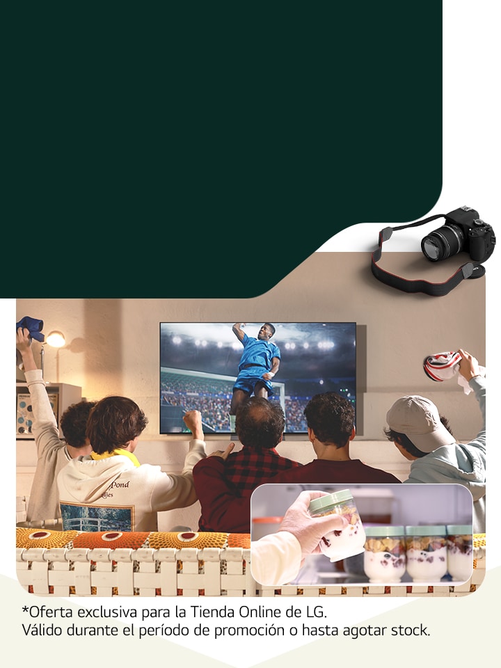 Imagen con una persona y electrodomésticos LG.