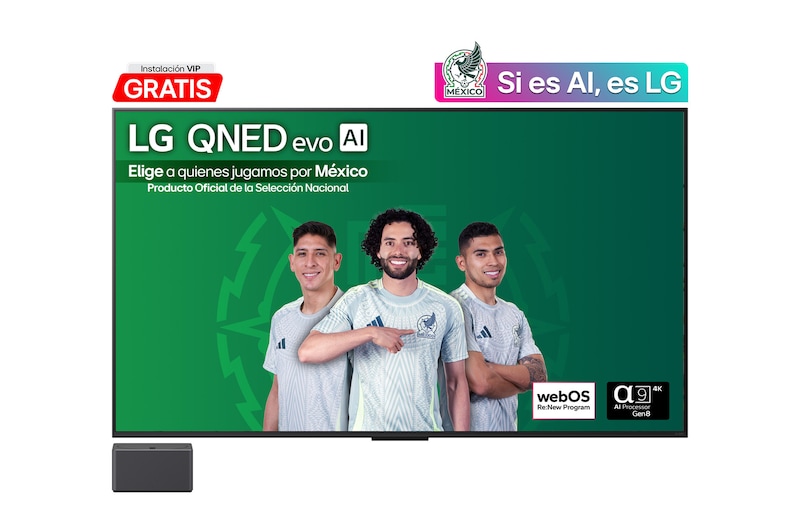 Vista frontal de la Pantalla 65 pulgadas LG AI QNED evo QNED9M MiniLED 4K Smart TV 2025 65QNED9MASA