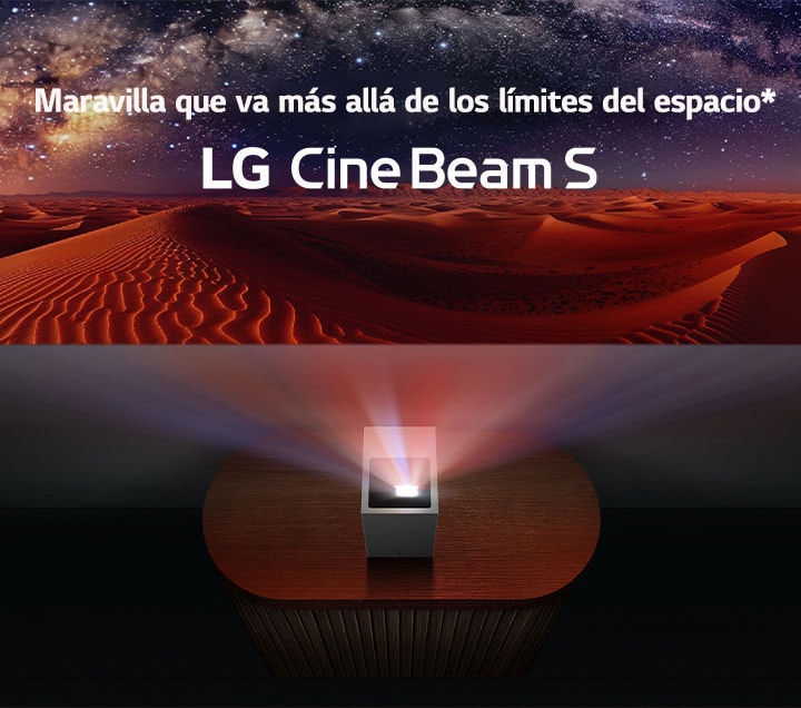 LG CineBeam proyecta una imagen del desierto.