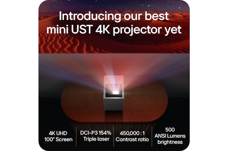 LG CineBeam S | Mini UST (Tiro Ultra corto) Proyector 4K con Dolby Atmos, PU615U