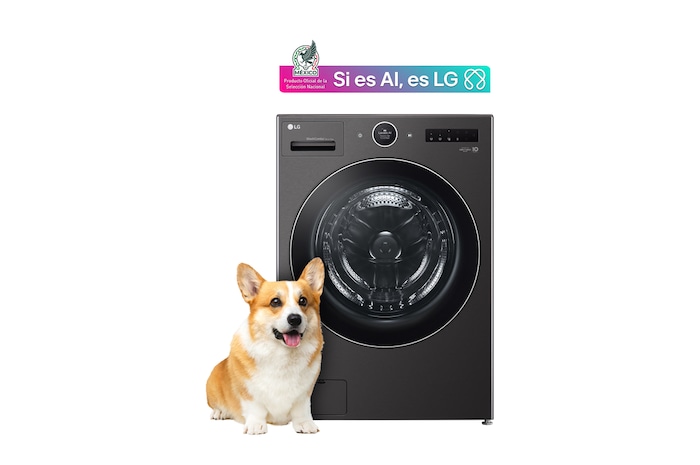 Front view of 22kg Washer Dryer Combo Black Steel - 2-in-1 washcombo, AI Wash 2.0