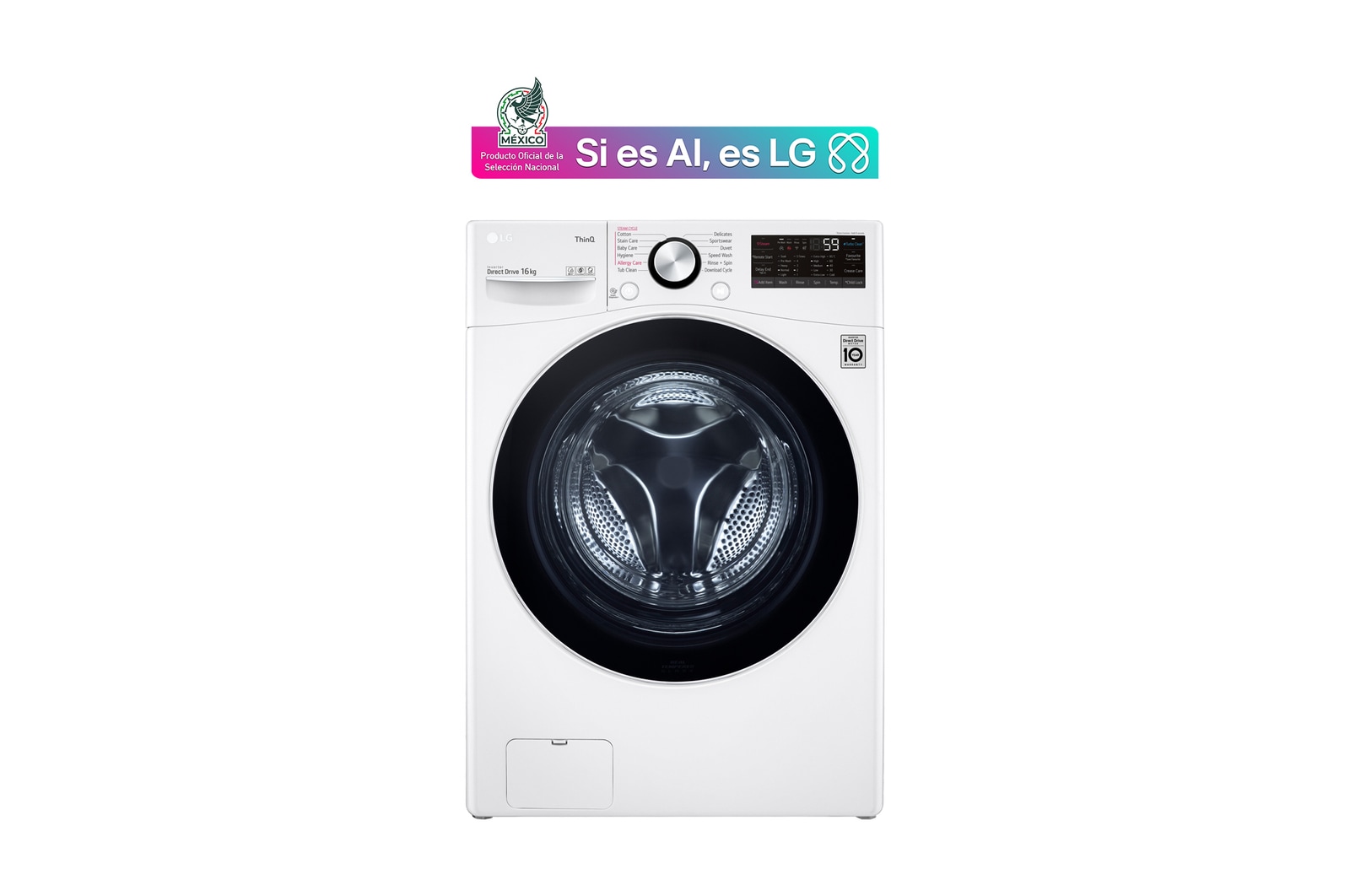 LAVADORA CARGA FRONTAL INTELIGENTE INVERTER AI DD™ 16KG | LG MX