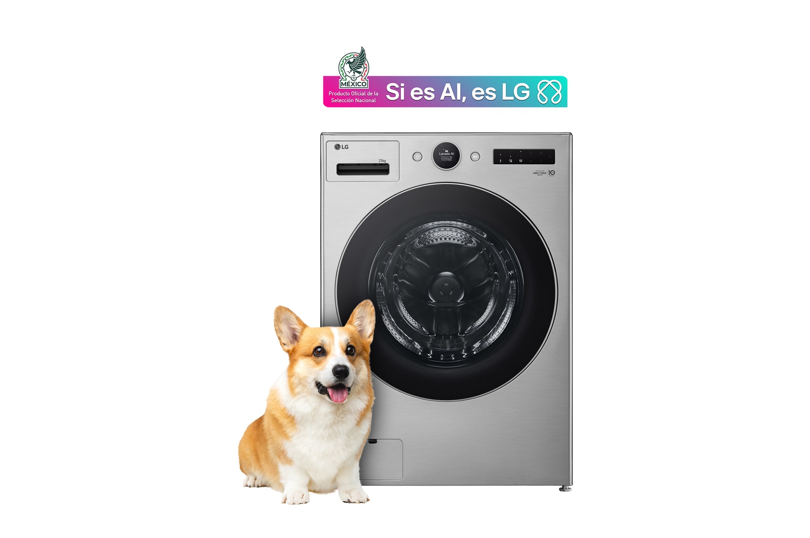 Vista frontal de Lavadora AI DD™ con Ciclo Pet Care, 25 kg WM25VFXS