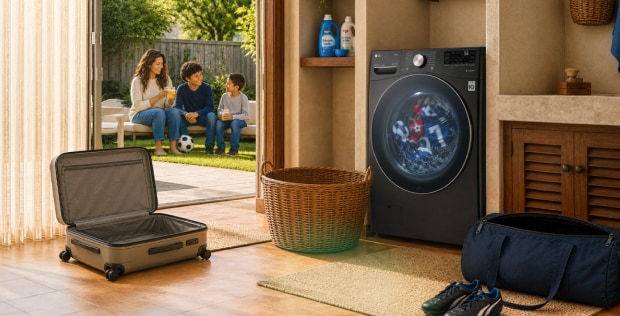 Imagen de una persona con electrodomésticos LG