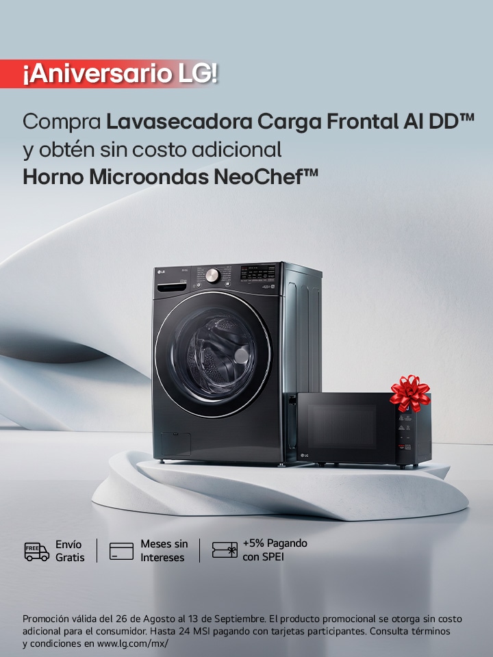Compra Lavasecadora Carga Frontal AI DD y obtén sin costo adicional Horno Microondas NeoChef