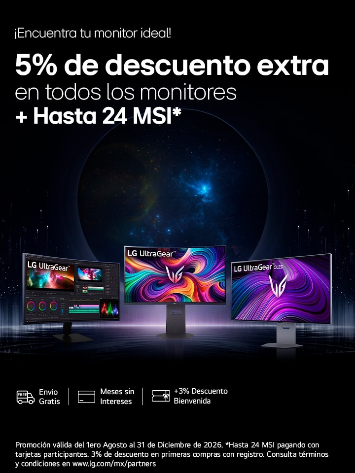 5% de descuento extra en todos los monitores + 24 MSI*