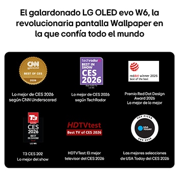 LG OLED evo AI W6 Wallpaper TV features a 9.9mm profile Wallpaper design positioned seamlessly before a panoramic window, displaying a vivid sunset cityscape whose vibrant colors and crisp detail elevate the modern living room.