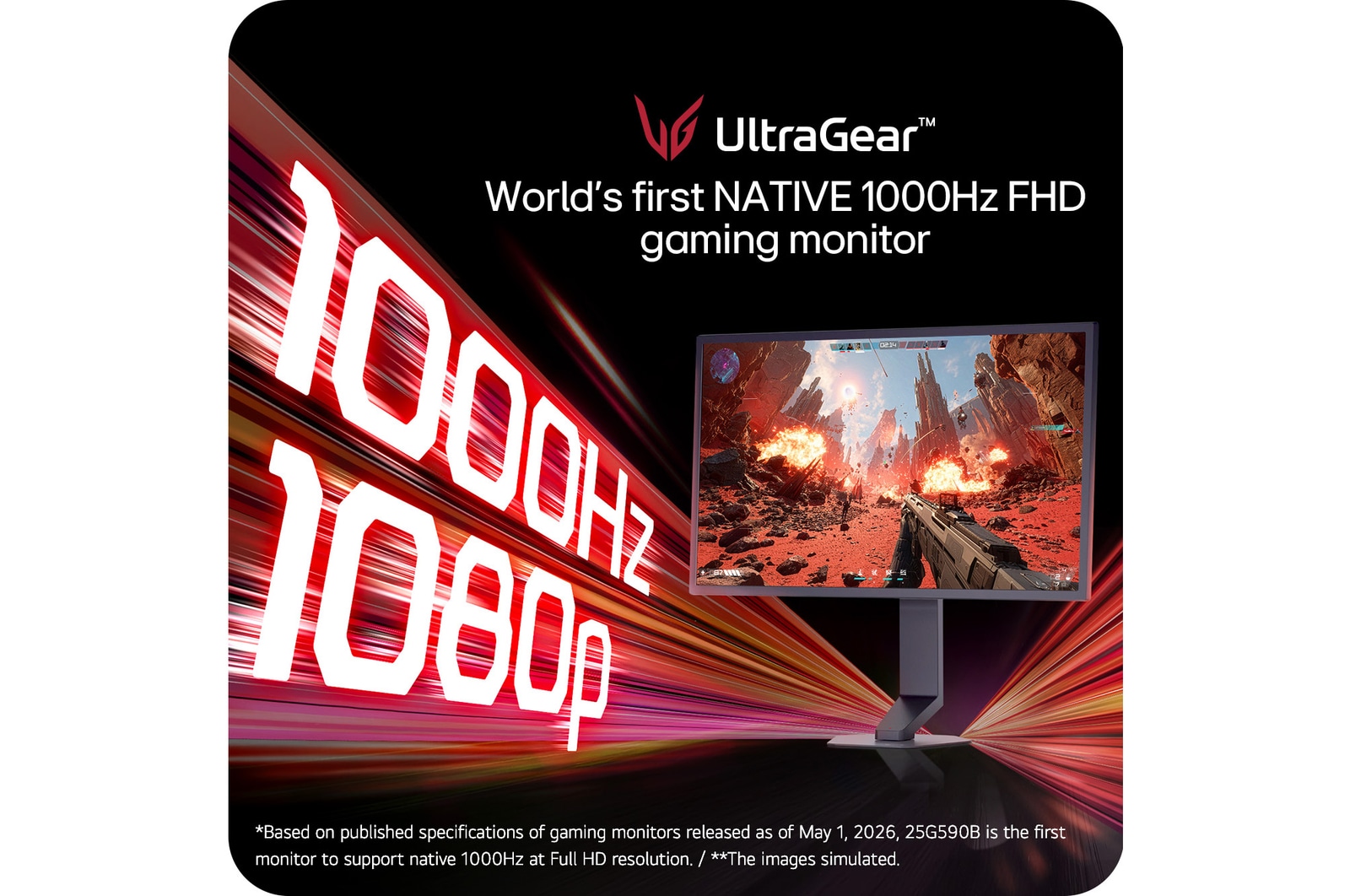 UltraGear G5, el primer Monitor Gaming del mundo con resolución FHD 1080p y frecuencia nativa de 1000 Hz (25G590B)