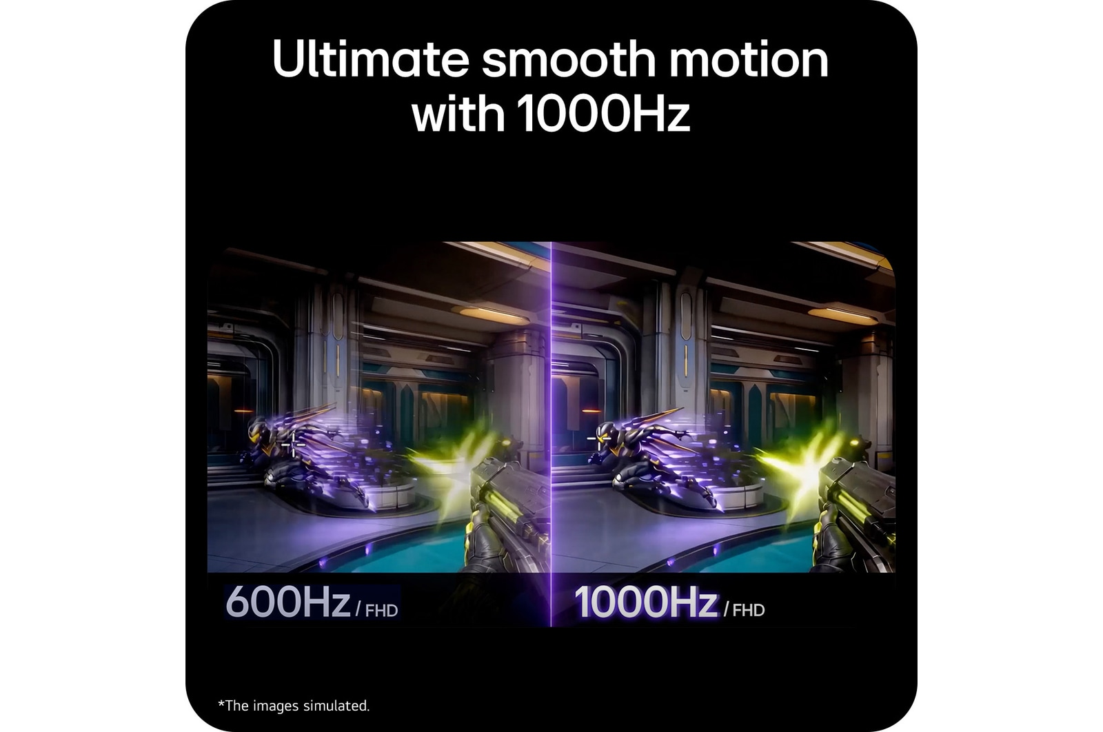 La primera pantalla Gaming FHD del mundo con frecuencia nativa de 1000 Hz, que ofrece una experiencia de juego más ágil y una mayor nitidez visual en comparación con las pantallas FHD de 600 Hz