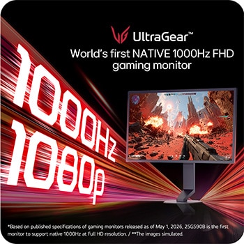 UltraGear G5, el primer Monitor Gaming del mundo con resolución FHD 1080p y frecuencia nativa de 1000 Hz (25G590B)