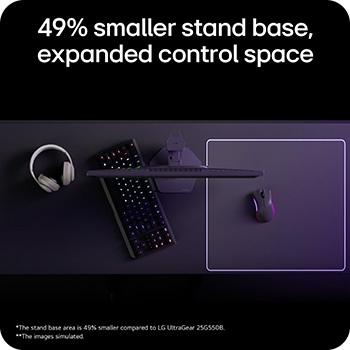 'Monitor Gaming UltraGear G5 (25G590B) con ajustes de altura, giro e inclinación, y iluminación del emblema trasero para una configuración de juego personalizada